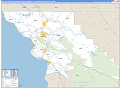San Luis Obispo-Paso Robles-Arroyo Grande Metro Area Wall Map Basic Style 2026
